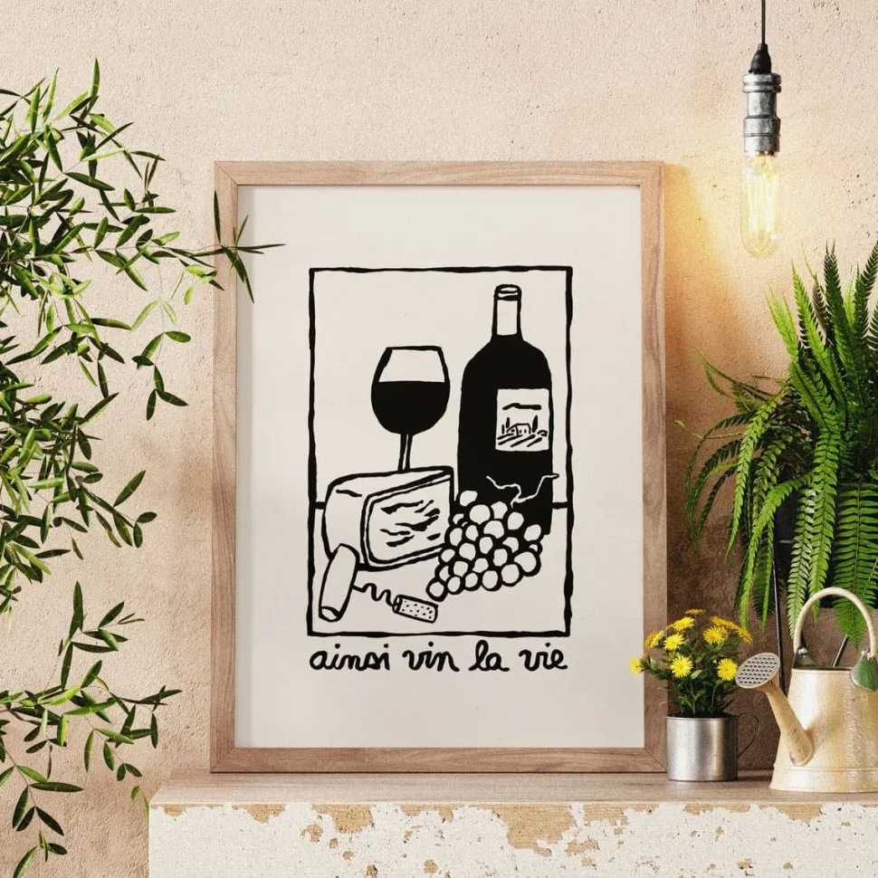 Best Sale Affiche illustrée vin copain - Ainsi vin la vie Affiches|Décoration Et Cocooning