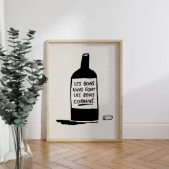 Sale Affiche illustrée vin copain - Les bons copains Affiches|Vin Et Bière