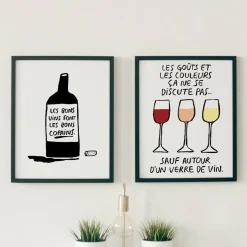 Sale Affiche illustrée vin copain - Les bons copains Affiches|Vin Et Bière