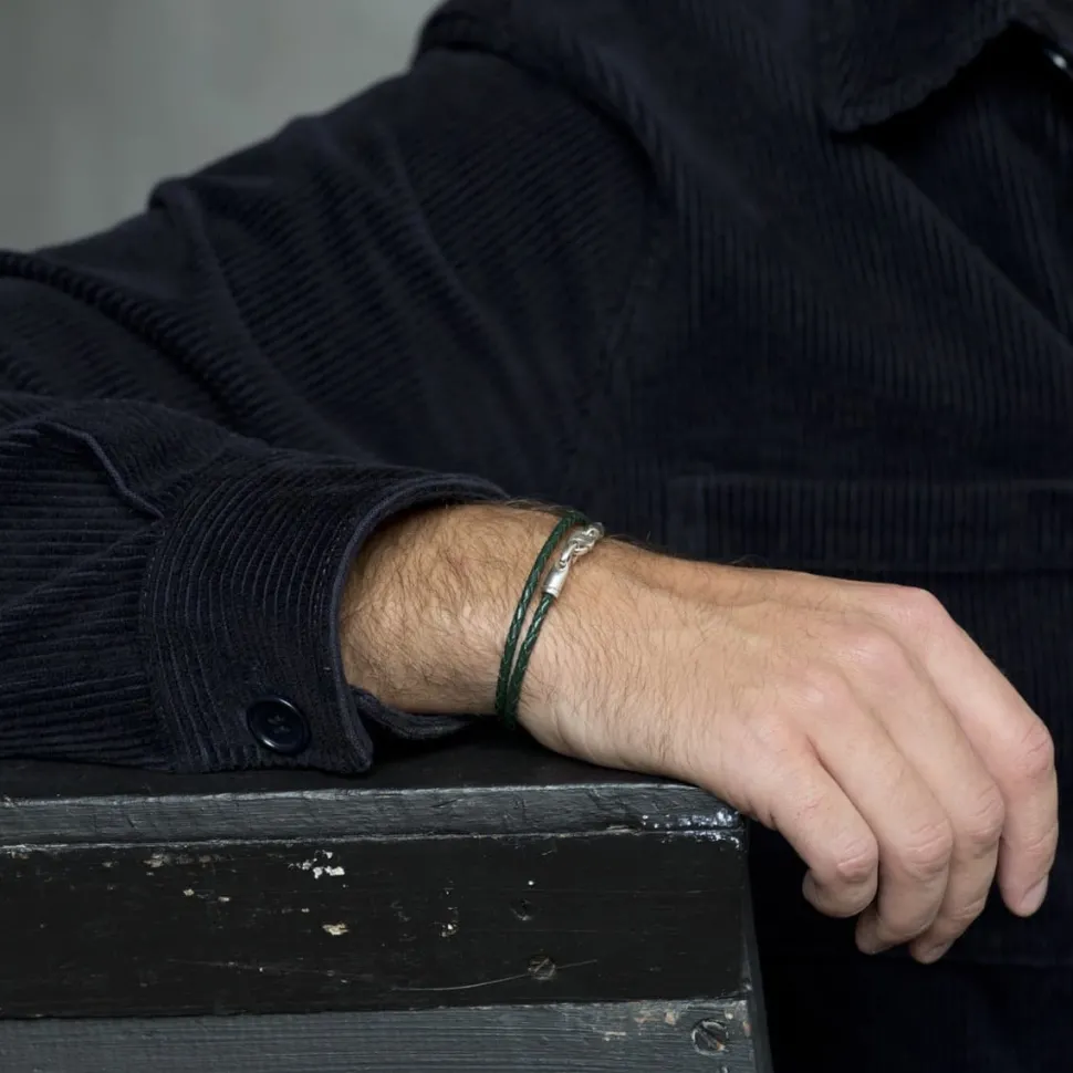 Cheap Bracelet en cuir tressé et fermoir mousqueton Homme Montres Et Bijoux