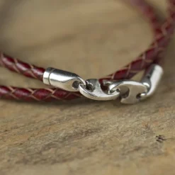 Cheap Bracelet en cuir tressé et fermoir mousqueton Homme Montres Et Bijoux