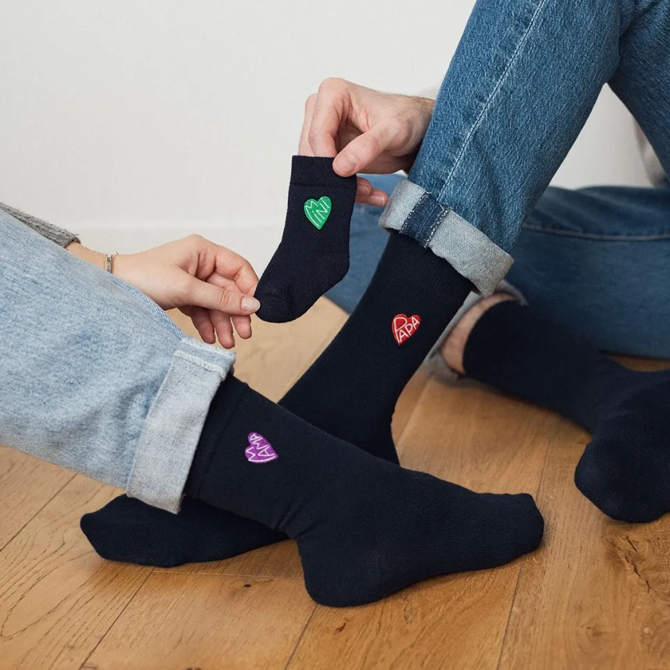 Clearance Chaussettes brodées Coeur Mama Femme Mode Et Accessoires
