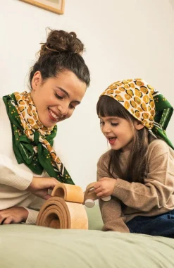 Best Foulard duo Léopard - Vert Enfant/Femme 3 à 6 Ans|1 à 3 Ans