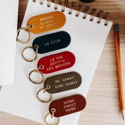 Sale Porte-clé à message en cuir Homme Petite Maroquinerie|Mode Et Accessoires