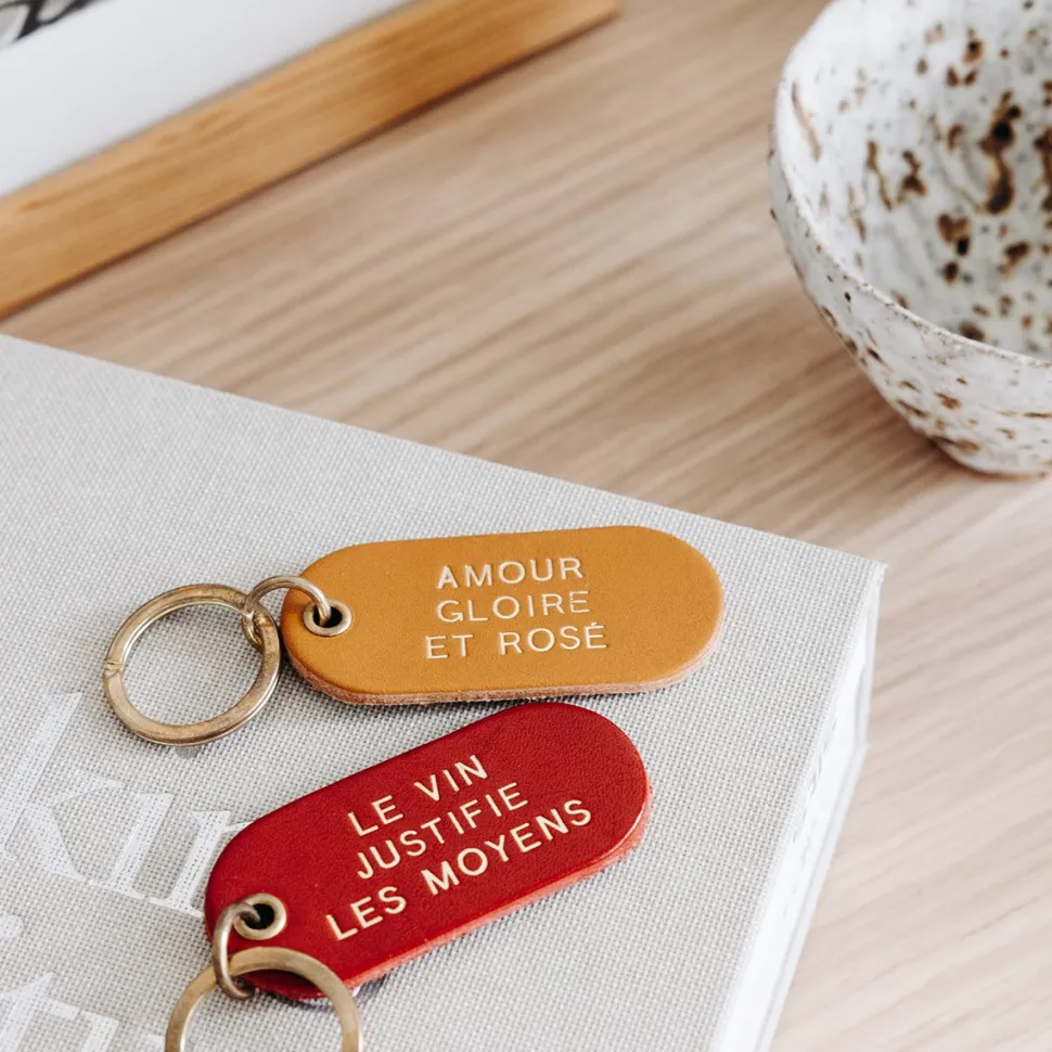 Sale Porte-clé à message en cuir Homme Petite Maroquinerie|Mode Et Accessoires