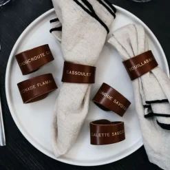 Store Ronds de serviette en cuir à message À Table