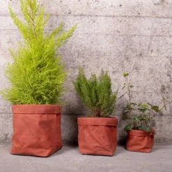 Fashion Set de trois cache-pots en toile waxée Plantes|Décoration Et Cocooning