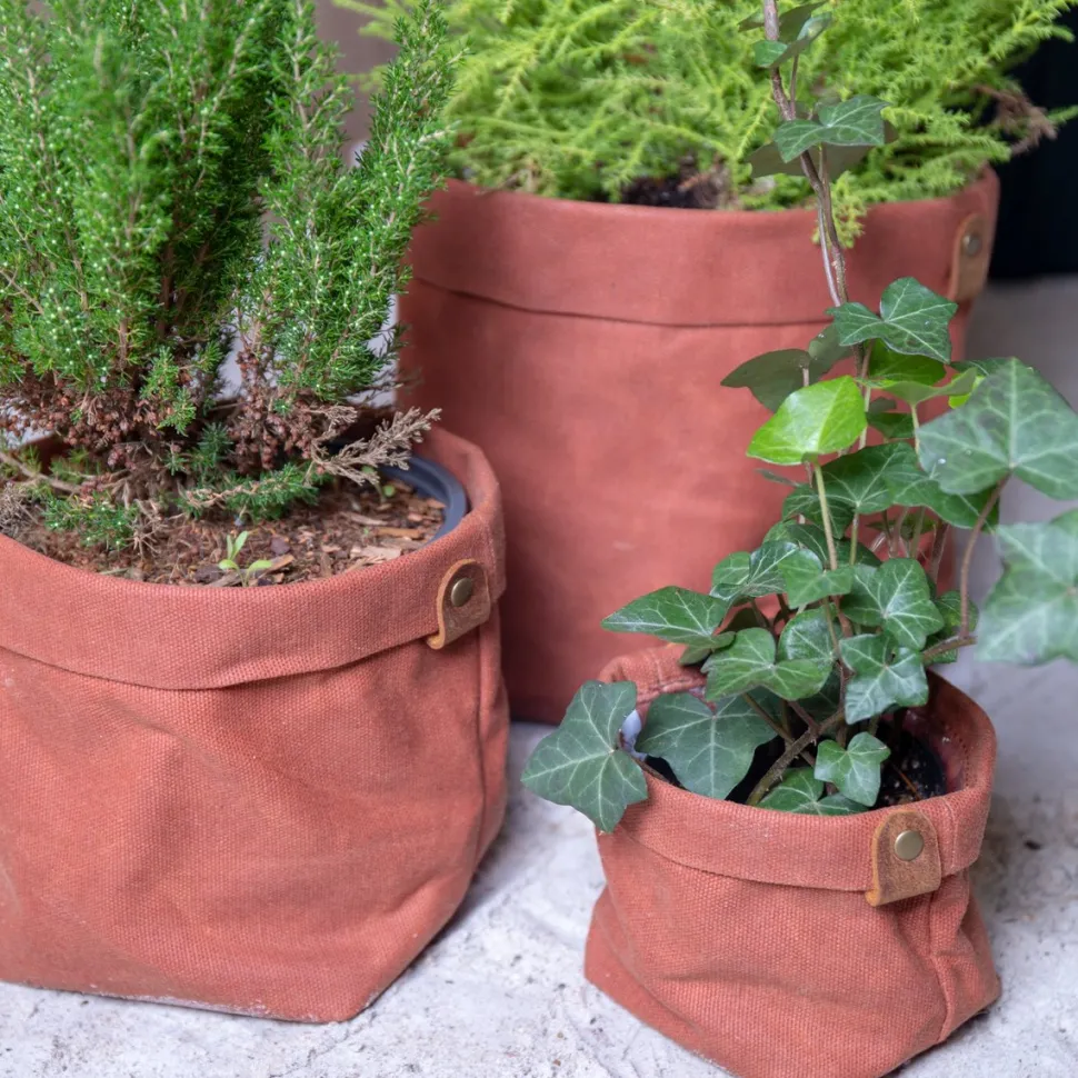 Fashion Set de trois cache-pots en toile waxée Plantes|Décoration Et Cocooning